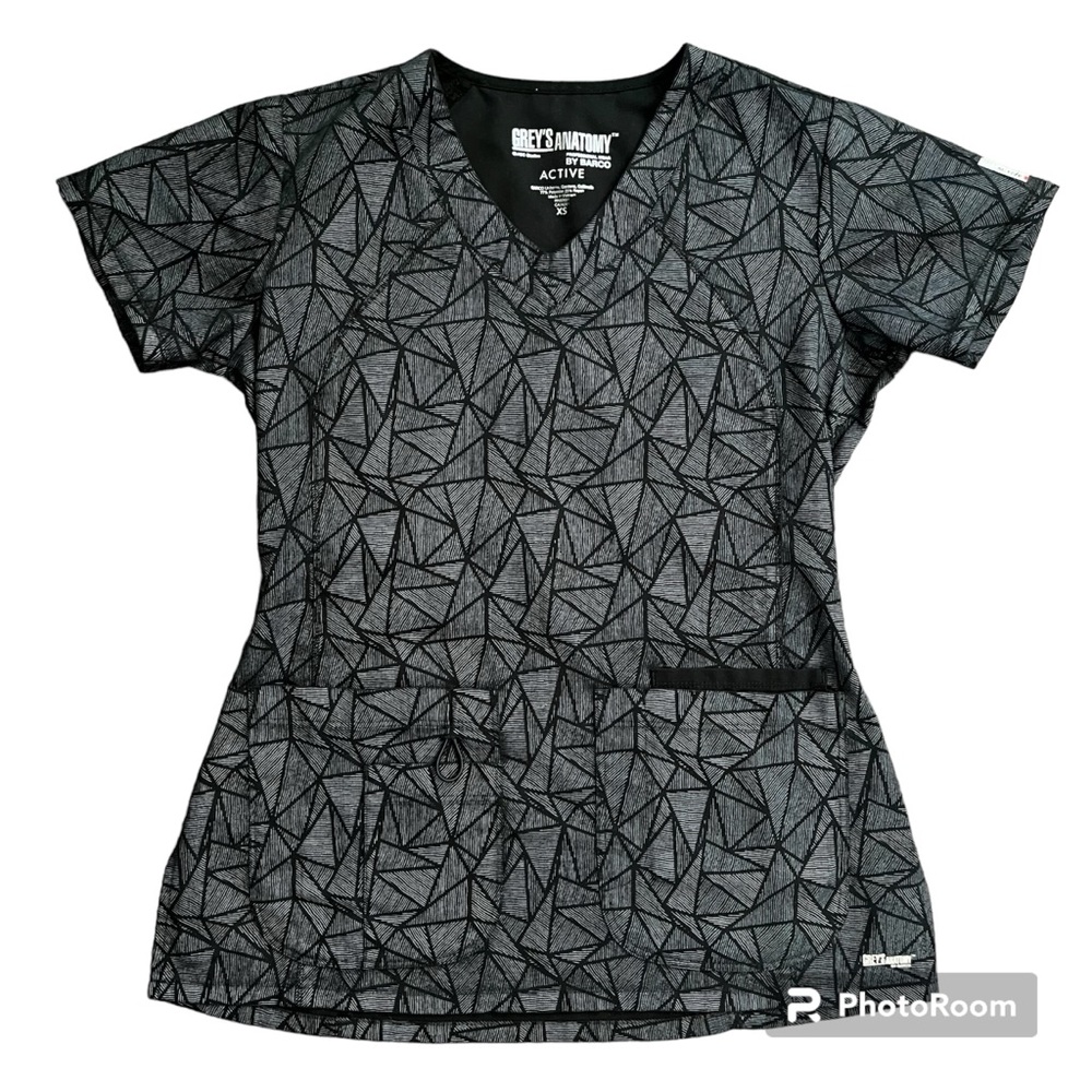 Grey’s Anatomy Officially Licensed Dark Gray Scrubs Top size Small Activewear